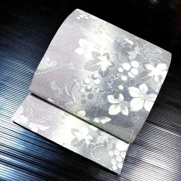 순수 실크 육통 후쿠로 오비 가드 가공 완료 [ 포도 당초 흐림 ]