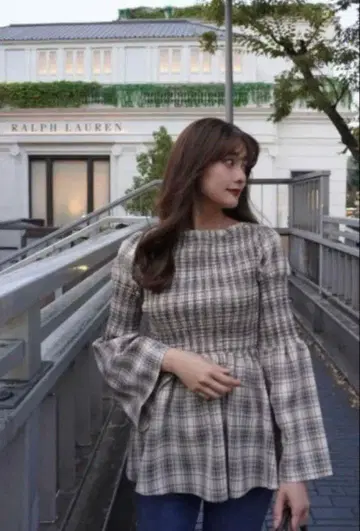 herlipto 체크 플레어 페플럼 탑