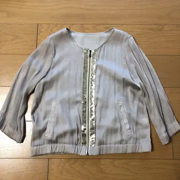 perle peche 7부 소매 아우터 겉옷 샴페인 골드 스팽글 고급