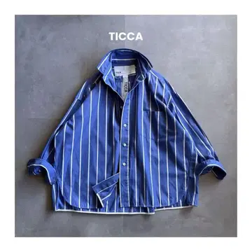 [ 인기 모델 ] TICCA 소메로스사 빅 셔츠 스트라이프 블루 긴팔