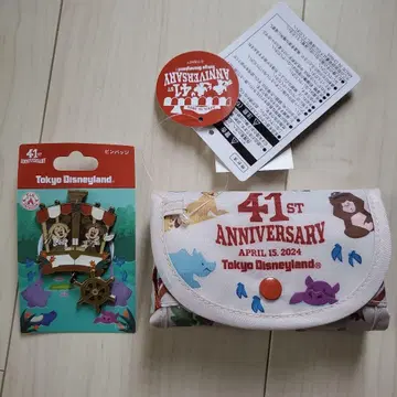 새상품 도쿄 디즈니랜드 41주년 핀 배지 에코백 세트 디즈니