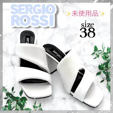 [ 새상품급 ] Sergio Rossi 화이트 가죽 뮬 샌들 38
