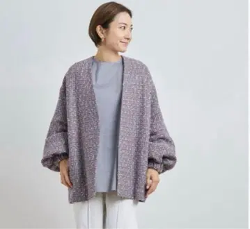 프로필 필독 yori 네이비 트위드 노카라 자켓