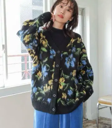 니코앤드 모듬 모티브 기모 V 가디건 블랙