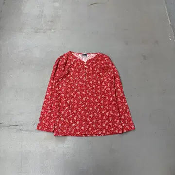 45 RPM 페이즐리 무늬 헨리넥 롱 티셔츠 롱티 여성용