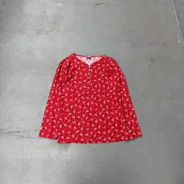 45 RPM 페이즐리 무늬 헨리넥 롱 티셔츠 롱티 여성용