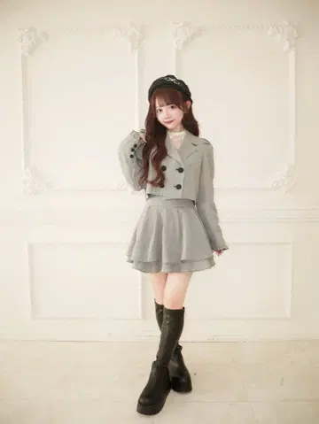 Meltie 우루우루 하운드투스 체크 셋업 BLACK