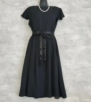 새상품급 17호 포멀 원피스 리본 블랙 종아리 기장 세레모니 드레스 4L