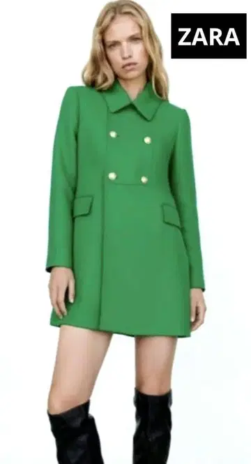 ZARA 그린 더블 브레스트 피코트 테일러드 그린 새상품급 완판템