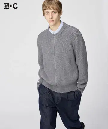 UNIQLO C 크루넥 풀 집업 가디건 L