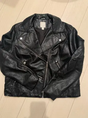 H&M 가죽 느낌 라이더 자켓 블랙 실버 44 새상품급