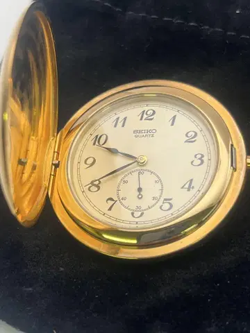 SEIKO 쿼츠 회중시계 골드 내각총리대신