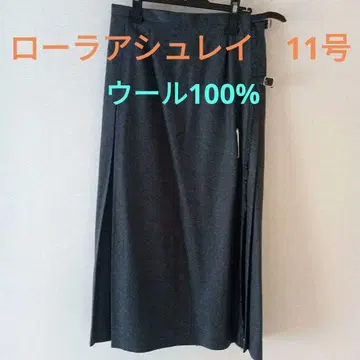 [ 새상품급 ] 로라 애슐리 울 100% 그레이 플리츠 랩스커트 11호