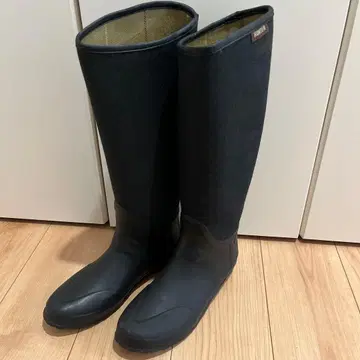 HUNTER 블랙 캔버스 롱 부츠 41