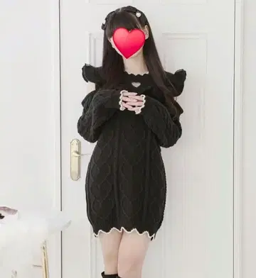 Pal elfy 팔엘피 블랙 니트 원피스 하트