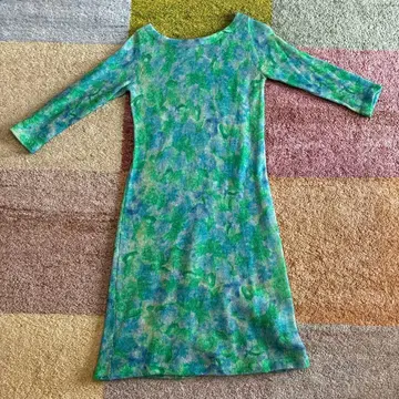 시빌라 Sybilla 7부 소매 니트 원피스 청록색