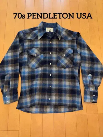 70s PENDLETON usa 웨스턴 옴브레 체크 울 셔츠