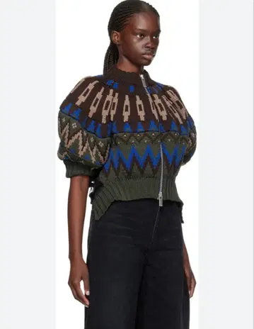 sacai 미사용 새상품 집업 니트 패턴 블루종