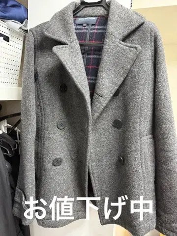 울 피코트 그레이 더블 브레스트 학생 코트 가격 인하 중