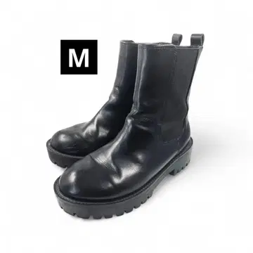 M 블랙 블랙 사이드 고어 가죽 부츠
