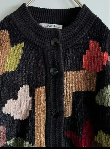 vintage 몰 얀 추상 패턴 니트 자켓