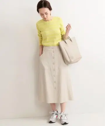 오늘 17시까지 IENA C/R 트윌 버튼 다운 스커트 34