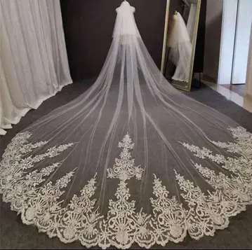 화이트 레이스 웨딩 베일 330cm