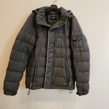 BEAMS 그레이 후드 부착 다운 자켓