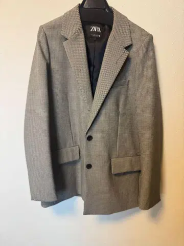 ZARA 체크 무늬 테일러드 자켓