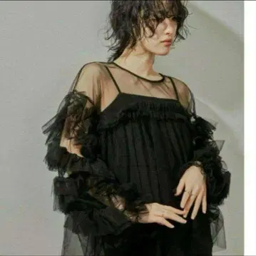 표시 택 없음 niana ANDRESD 데코라티브 튤 상의
