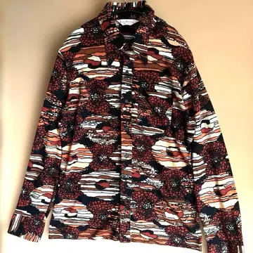 빈티지 긴팔 셔츠 히피 뾰족 옷깃 개성있는 쇼와 레트로 70s 브라운