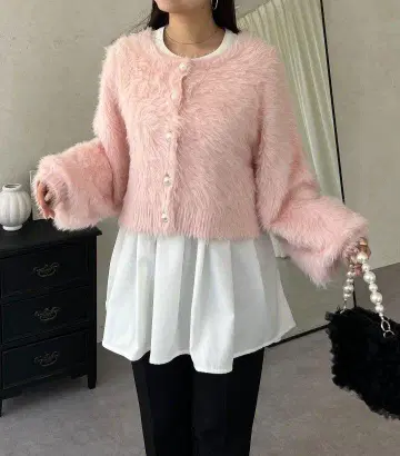 펄 버튼 턱 플리츠 페플럼 블라우스
