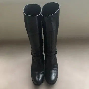 Fin 블랙 가죽 롱 부츠 지퍼 포함