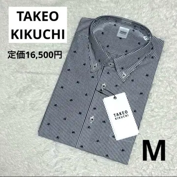 택 포함 새상품 TAKEO KIKUCHI 반팔 셔츠 M 네이비 계열 신사