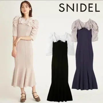 [ 새상품급 ] SNIDEL 프릴 소매 핏&플레어 원피스