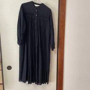 블랙 셔츠 원피스 긴팔 개더