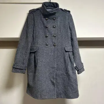 그레이 더블 브레스트 피 코트
