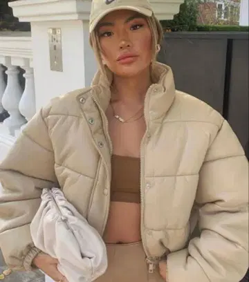 ZARA 인조 가죽 퍼프 다운