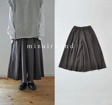 새상품급 mizuiro ind 미즈이로 인드 턱 타이 팬츠 멜톤 울
