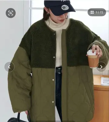 DISCOAT 보아 절개 퀼팅 코트
