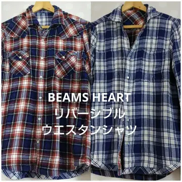 BEAMS HEART 빔즈하트 리버서블 웨스턴 셔츠 체크