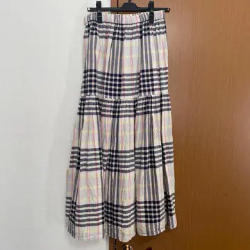 무인양품 체크 무늬 플레어 스커트 L 사이즈