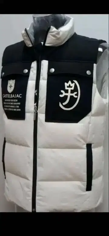 JC de CASTELBAJAC 다운 베스트 화이트 블랙 소재
