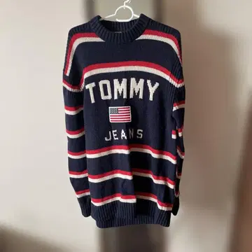 TOMMY JEANS 스트라이프 니트 스웨터 M