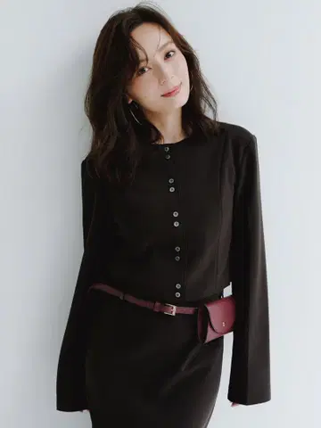 anuans 컷 조젯 숏 가디건 BRW/2