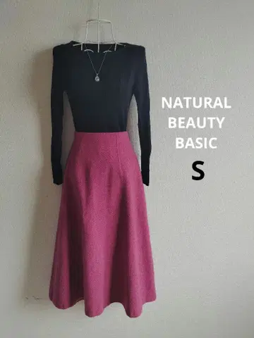 NATURAL BEAUTY BASIC 플레어 스커트 S 핫핑크
