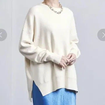 UNITED ARROWS C/R 스무스 슬릿 크루넥 니트