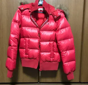 tommy girl 후드 부착 빨간색 다운 자켓 M 사이즈