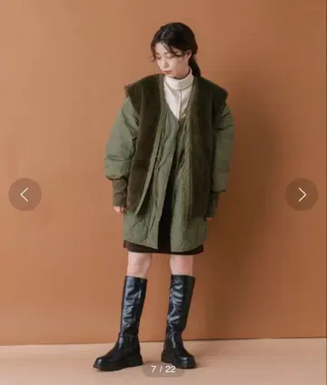 올리브 그린 퀼팅 자켓