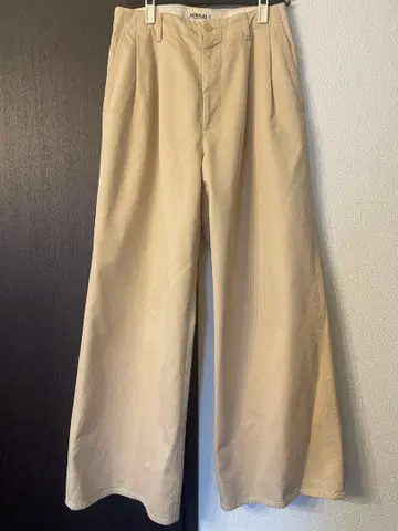 한정판 가격 인하 AURALEE 랫핑크 치노 와이드 턱 팬츠